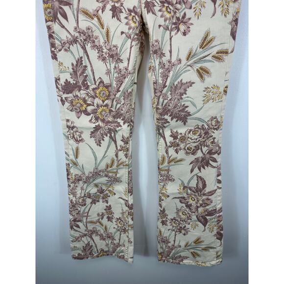 Anthropologie Floral Boot Cut Jeans - Cream and Brown - Picture 10 of 13
